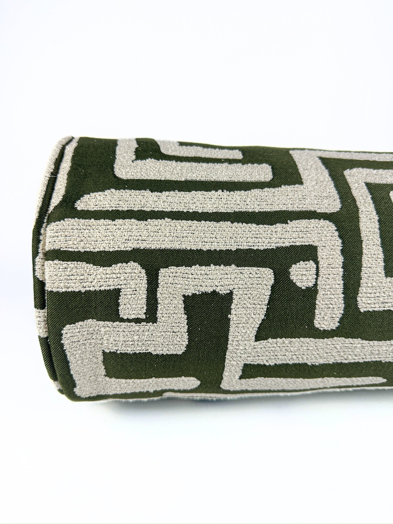 Moss Green Ethnic Maze Bolster Cover Love, Ravin Collection