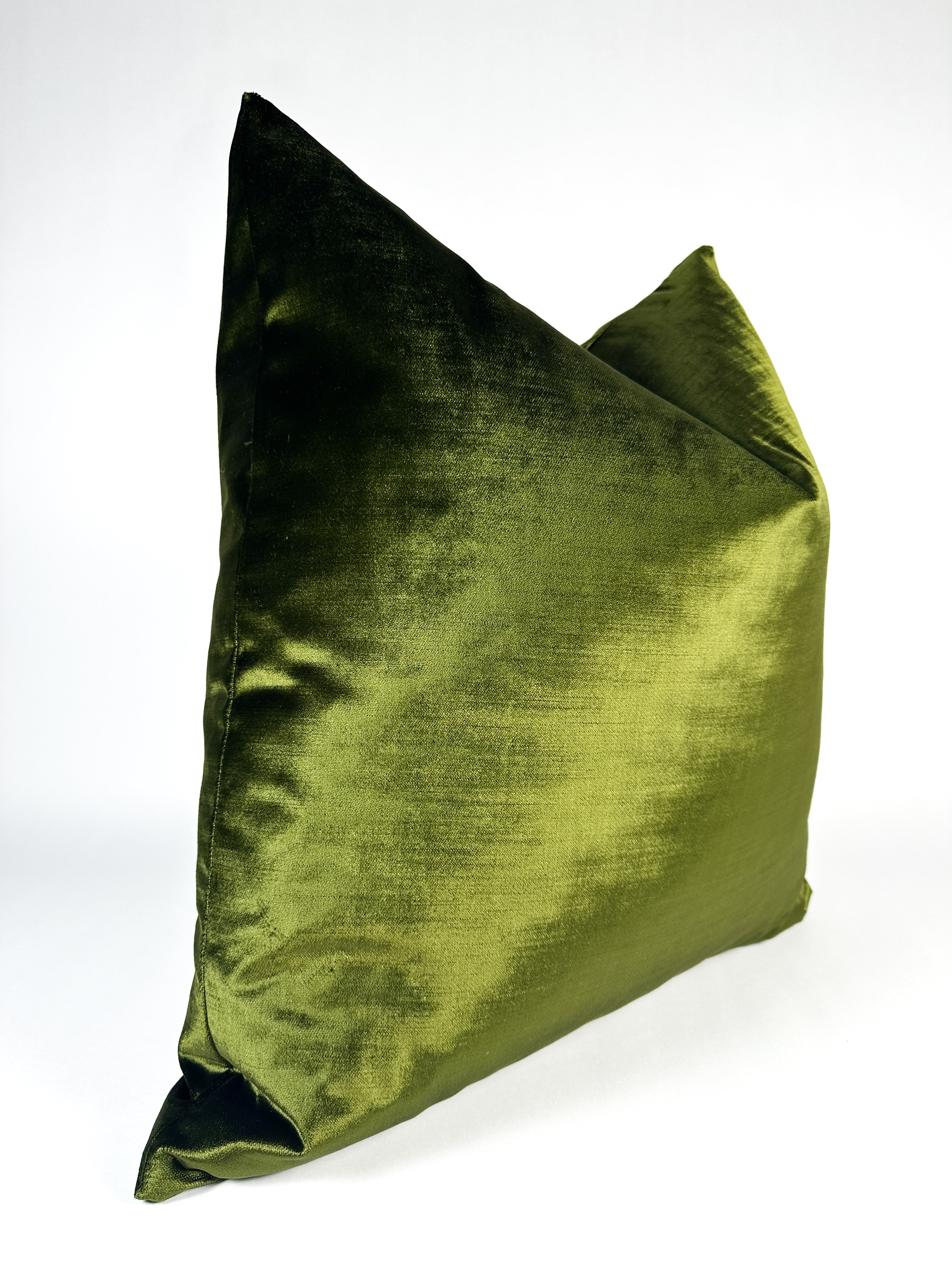 Olive Silk Velvet Pillow Cover Love, Ravin Collection