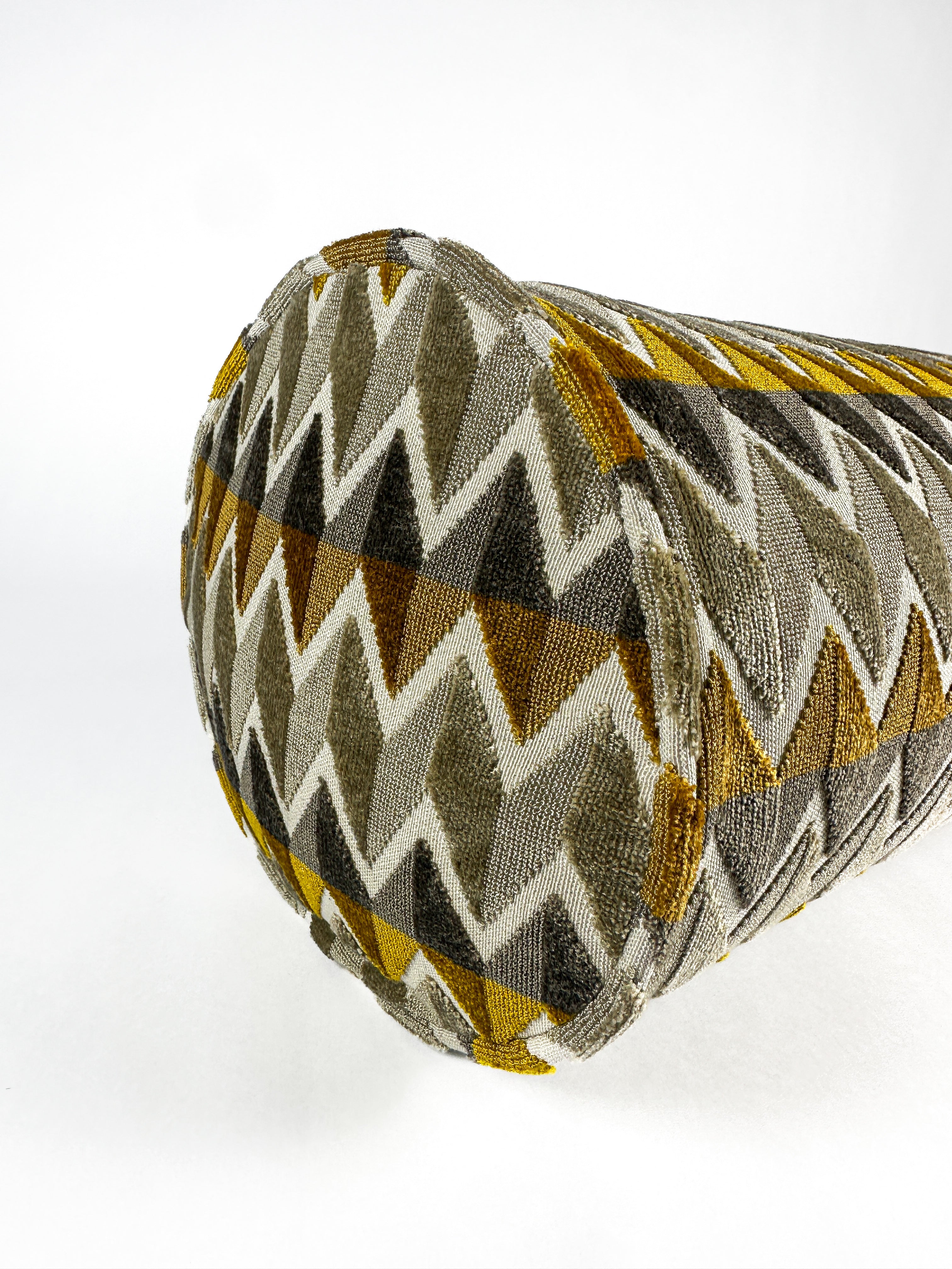 Greige and Mustard Chevron Bolster Cover Love, Ravin Collection