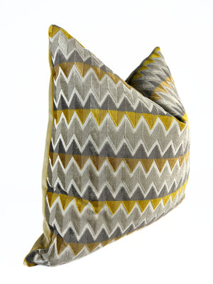Greige and Mustard Chevron Pillow Cover