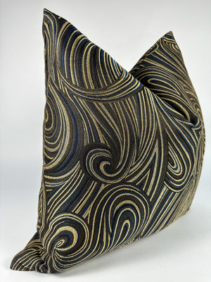 Navy and Brown Swirls Pillow Cover