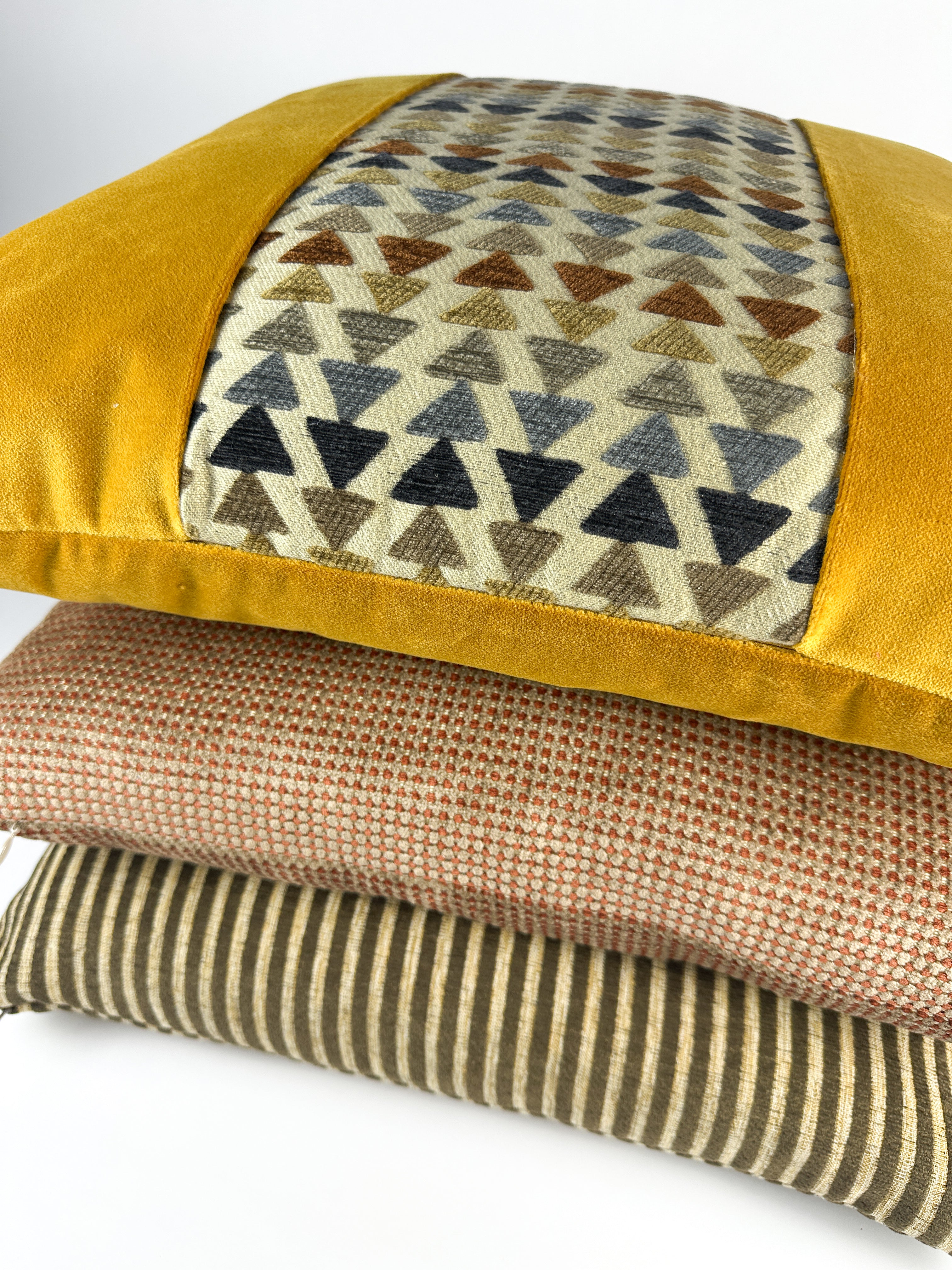 Brown and Khaki Stripe Pillow Cover Love, Ravin Collection