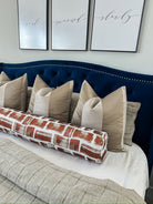 Burnt Orange and Tan Brickhouse Bolster Cover Love, Ravin Collection