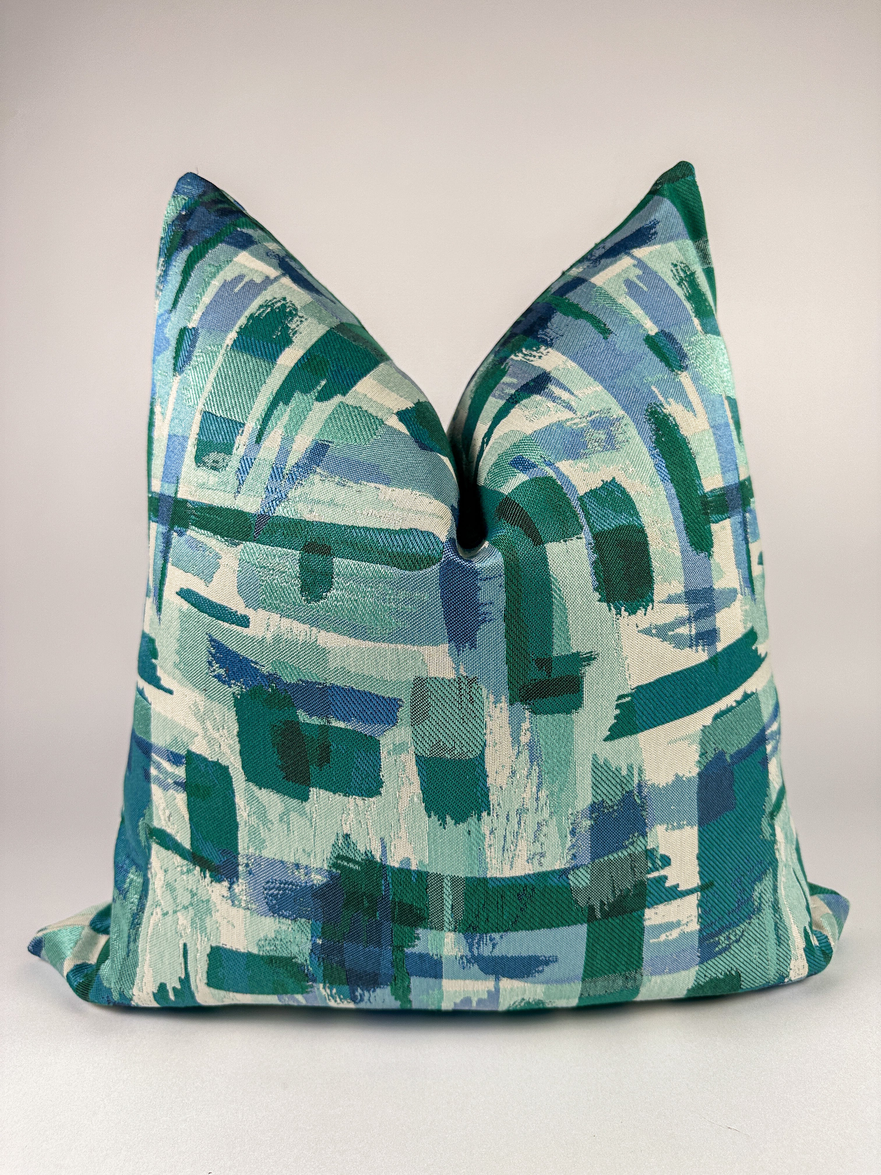 Sky Blue and Green Lines Pillow Cover simple Love, Ravin Collection