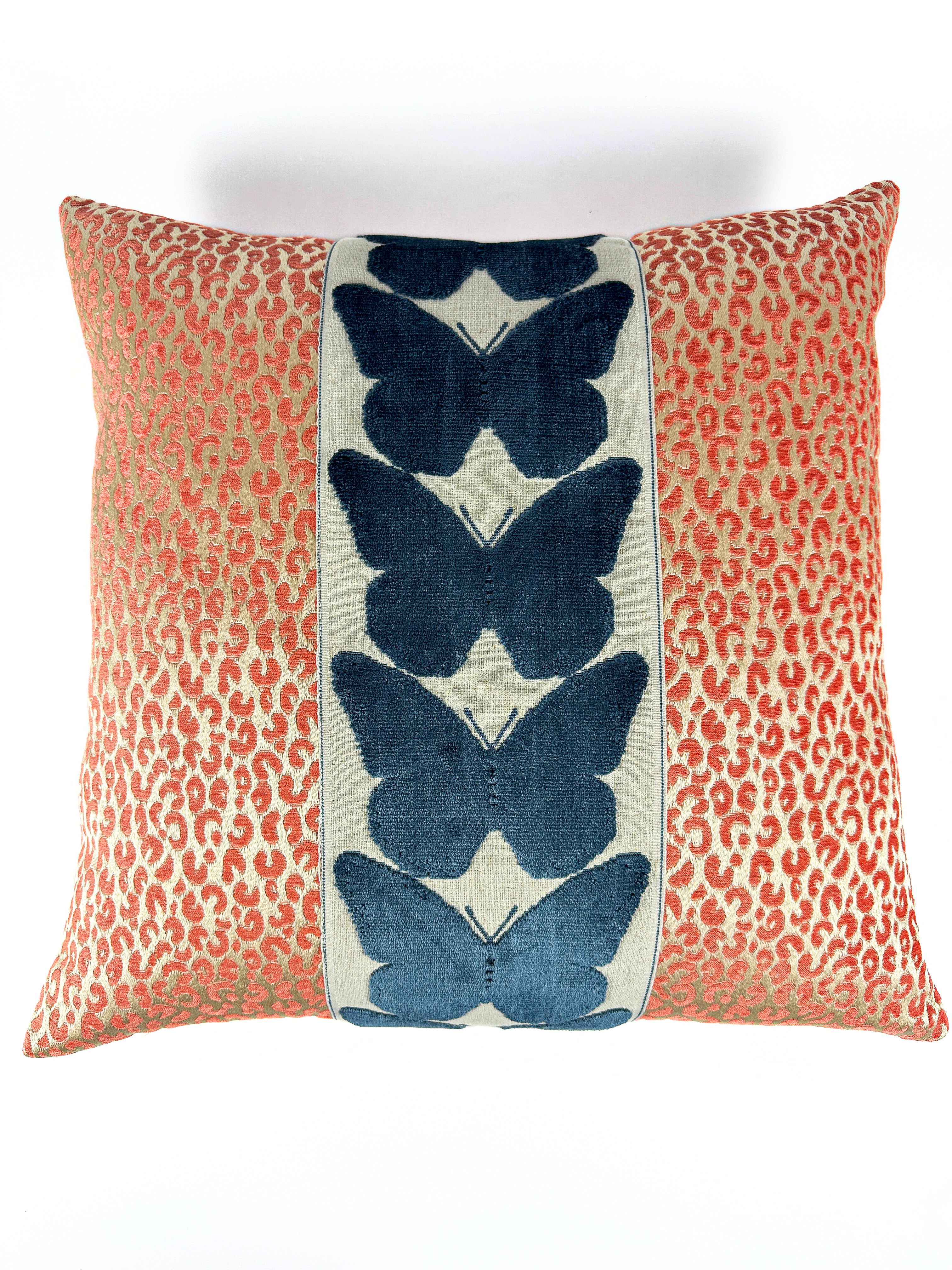 Coral Leopard and Ocean Butterfly Pillow Cover Love, Ravin Collection