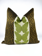 Onyx Leopard and Olive Butterfly Pillow Cover Love, Ravin Collection