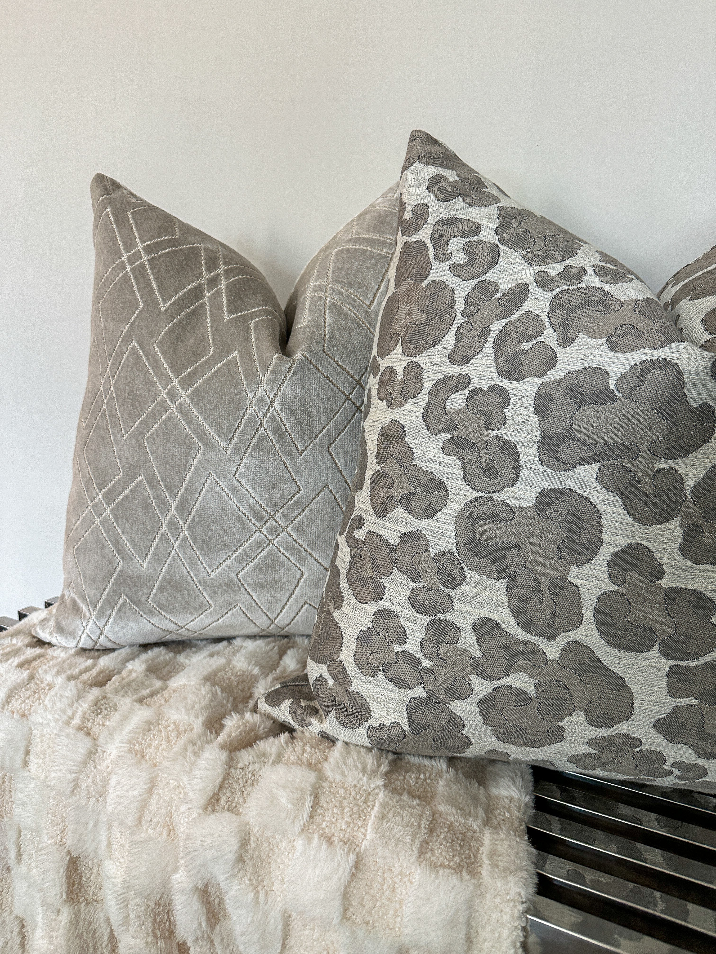 Champagne Greige Velvet Pillow Cover Love, Ravin Collection