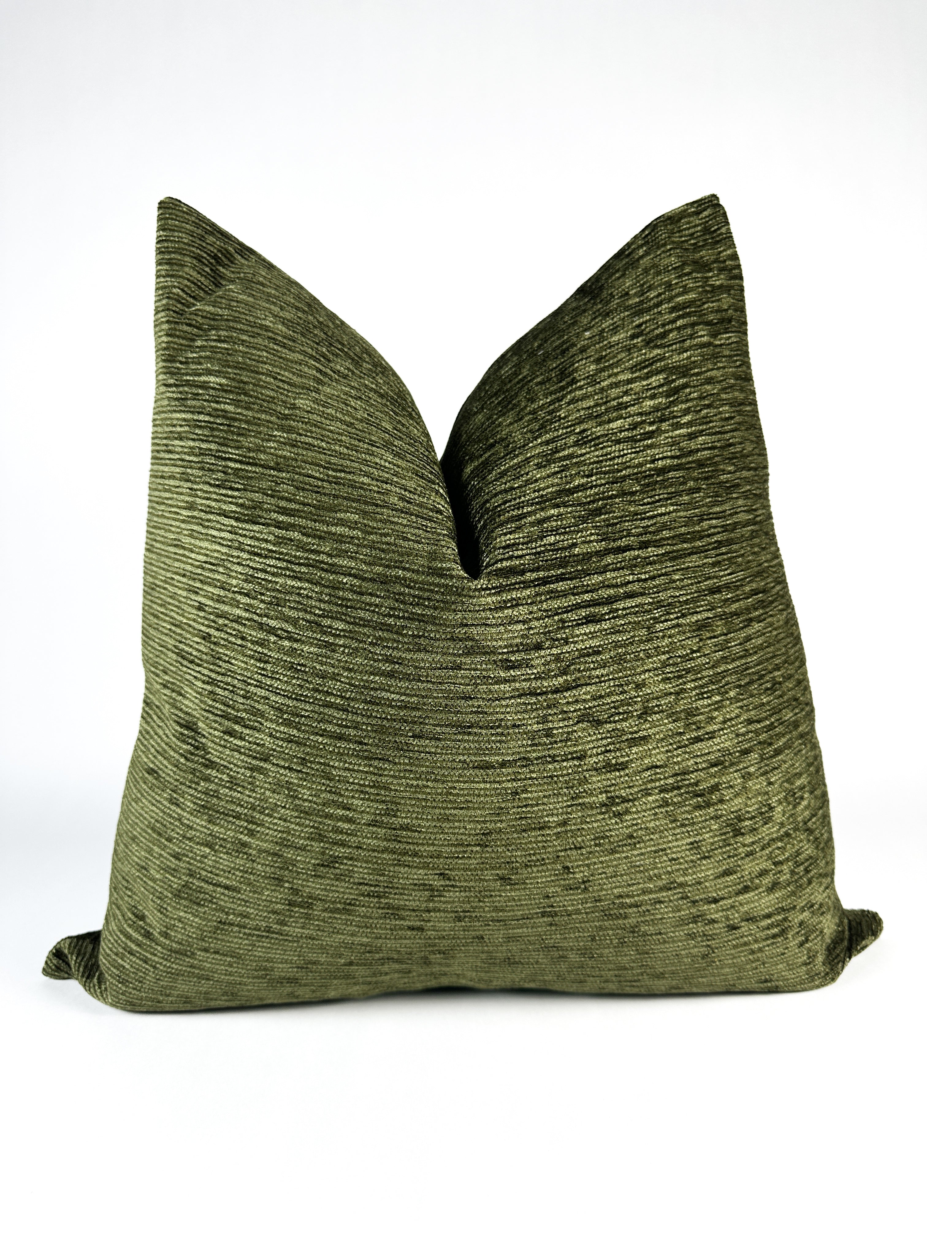 Deep Olive Ribbed Pillow Cover Love, Ravin Collection