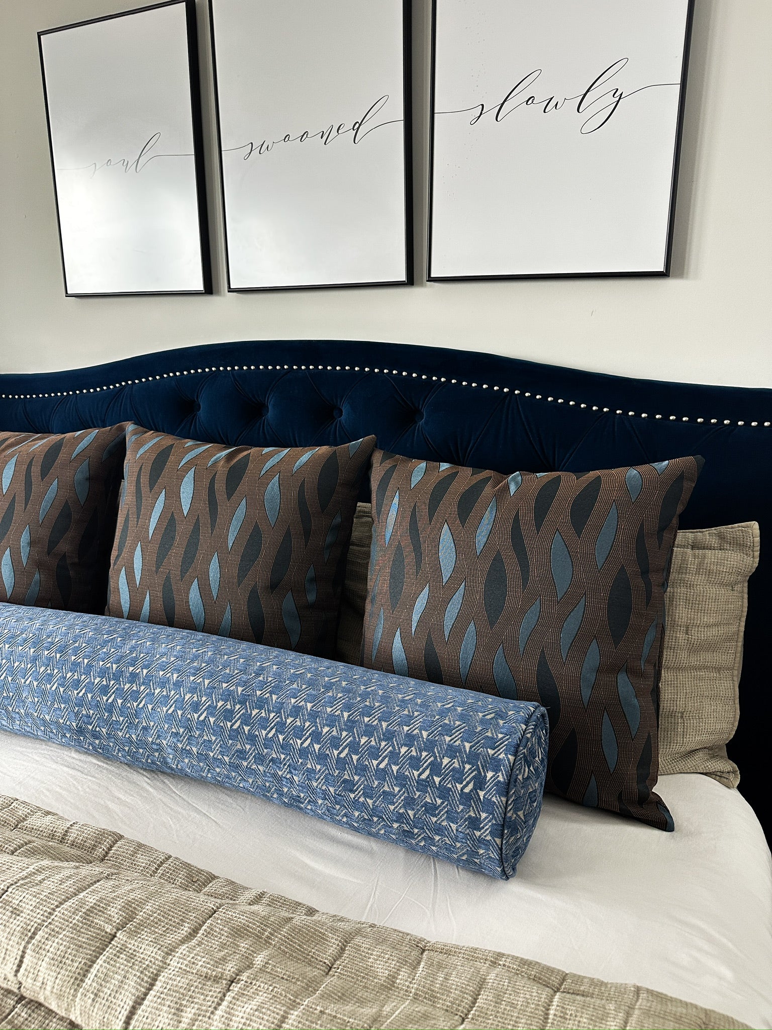 Blue Space Play Bolster Cover Love, Ravin Collection