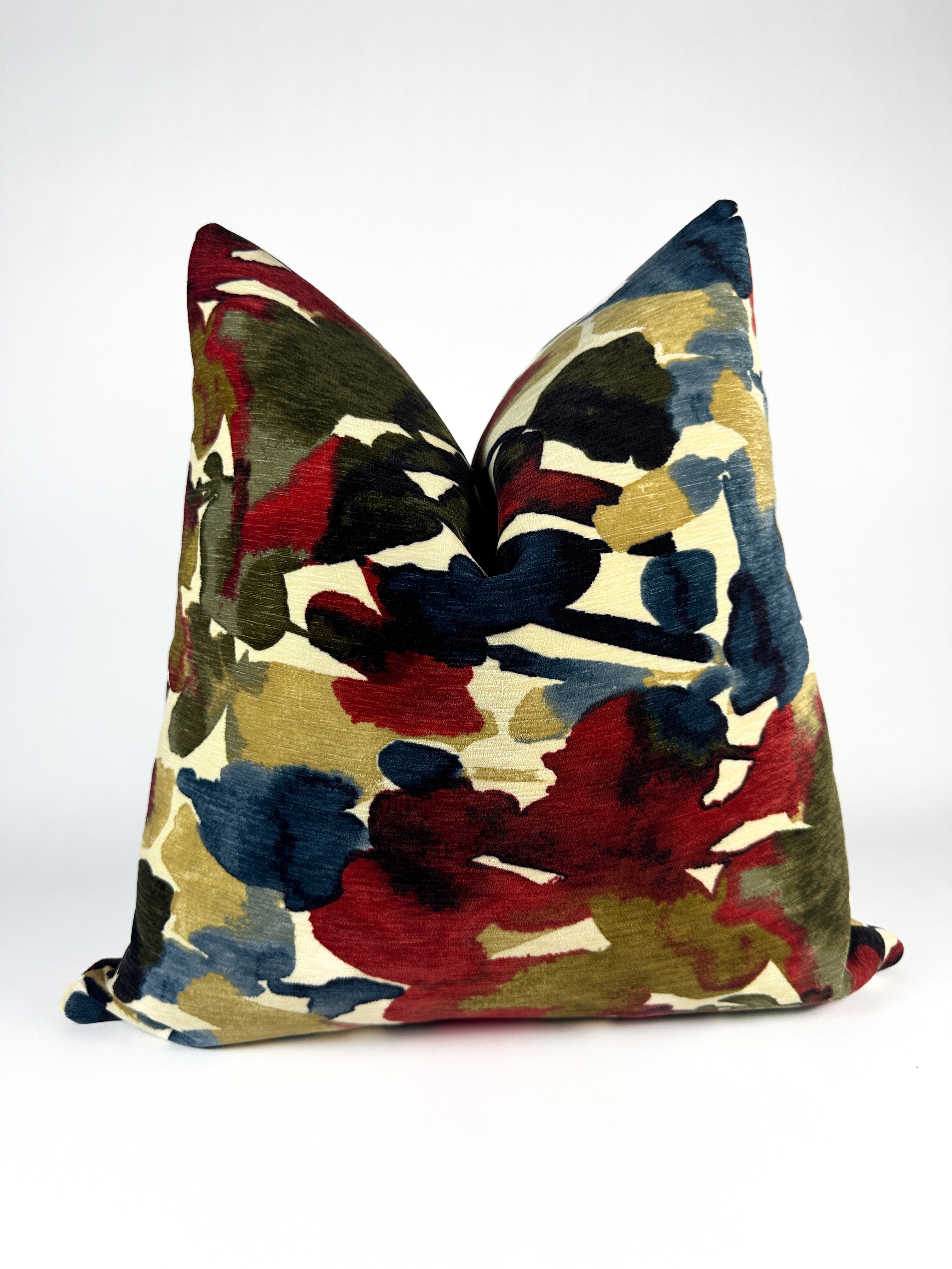 Red and Blue Blotches Pillow Cover Love, Ravin Collection