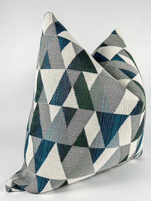 Teal and Green Triangle Print Pillow Cover