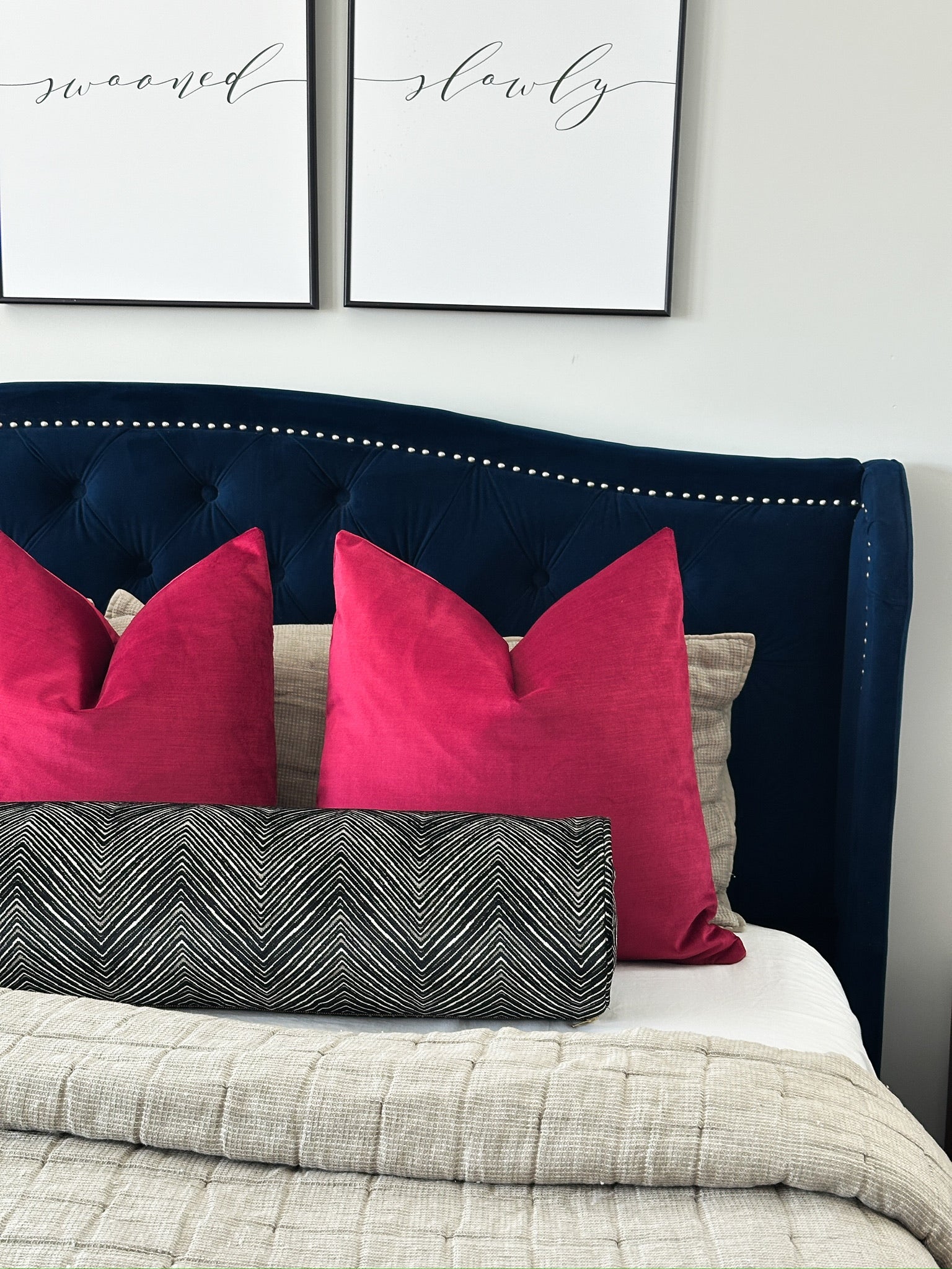 Black and White Chevee Bolster Cover Love, Ravin Collection