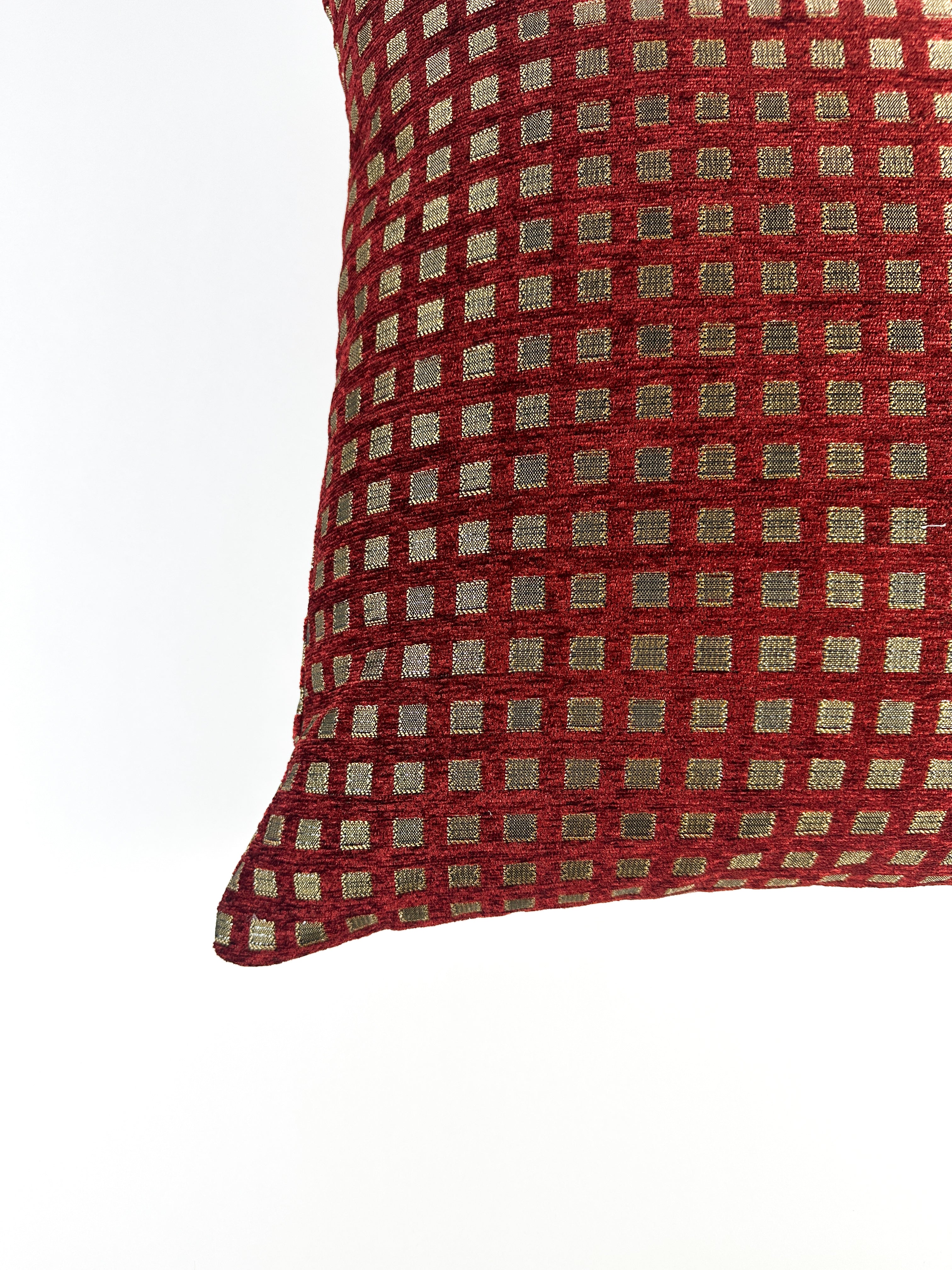 Brick Red and Gold Lattice Pillow Cover simple Love, Ravin Collection