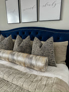 Charcoal, Gold, and Silver Blurred Bolster Cover Love, Ravin Collection