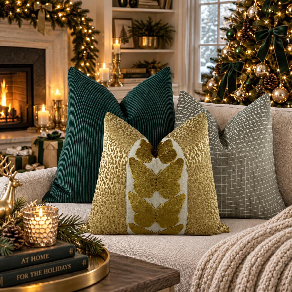 Mistletoe and Butterflies Pillow Combo Love, Ravin Collection