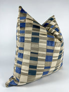 Grey and Blue Checker Print Pillow Cover simple Love, Ravin Collection