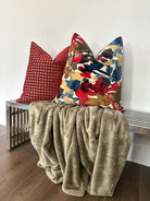 Red and Blue Blotches Pillow Cover Love, Ravin Collection