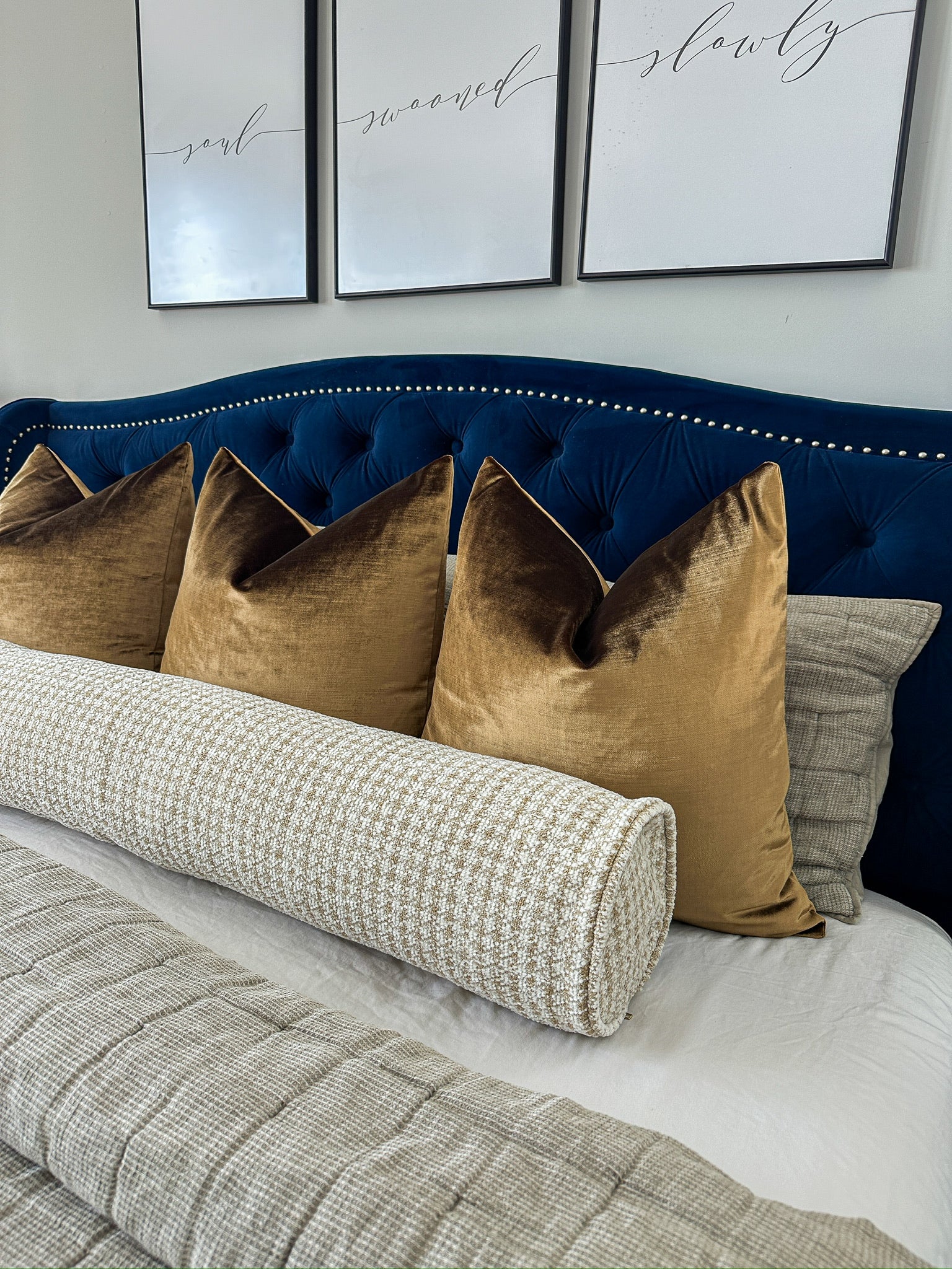 Gold and White Silent Night Bolster Cover Love, Ravin Collection