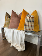 Bronze Rust Squares Pillow Cover Love, Ravin Collection