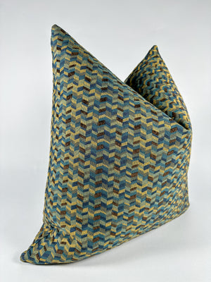 Blue Shades with Gold Pillow Cover