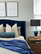 Royal and Light Blue Chevron Bolster Cover Love, Ravin Collection