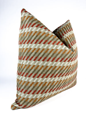 Tan and Orange Diagonal Pillow Cover