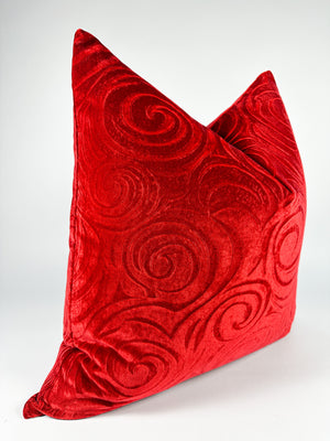 Cranberry Velvet Swirls Pillow Cover