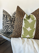Onyx Leopard and Olive Butterfly Pillow Cover Love, Ravin Collection