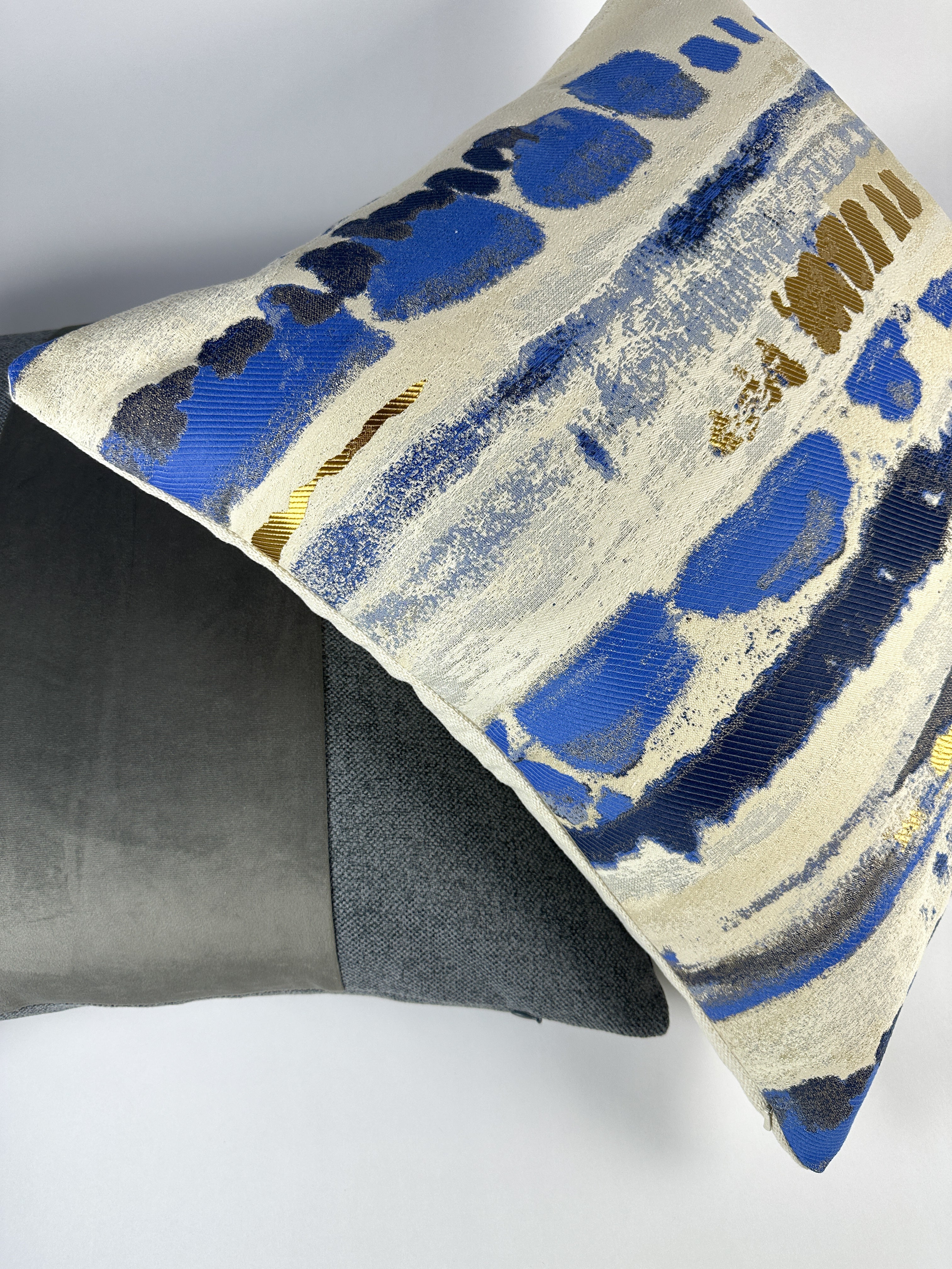 Blue and Gold Pillow Cover Love, Ravin Collection
