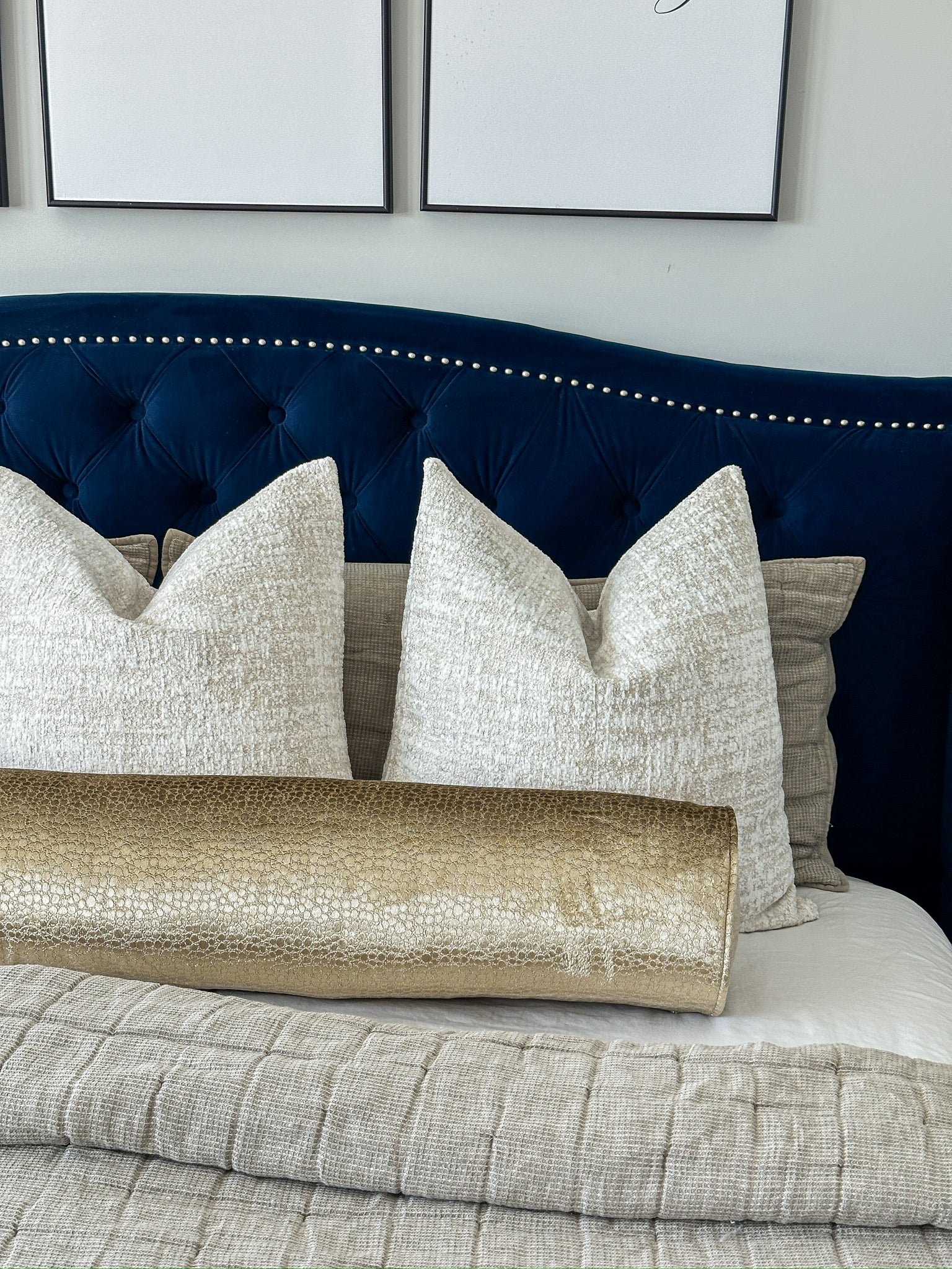 Champagne Velvet Pebbles Bolster Cover Love, Ravin Collection