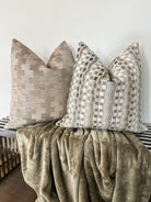 Tan, Grey and Ivory Stacks Pillow Cover Love, Ravin Collection