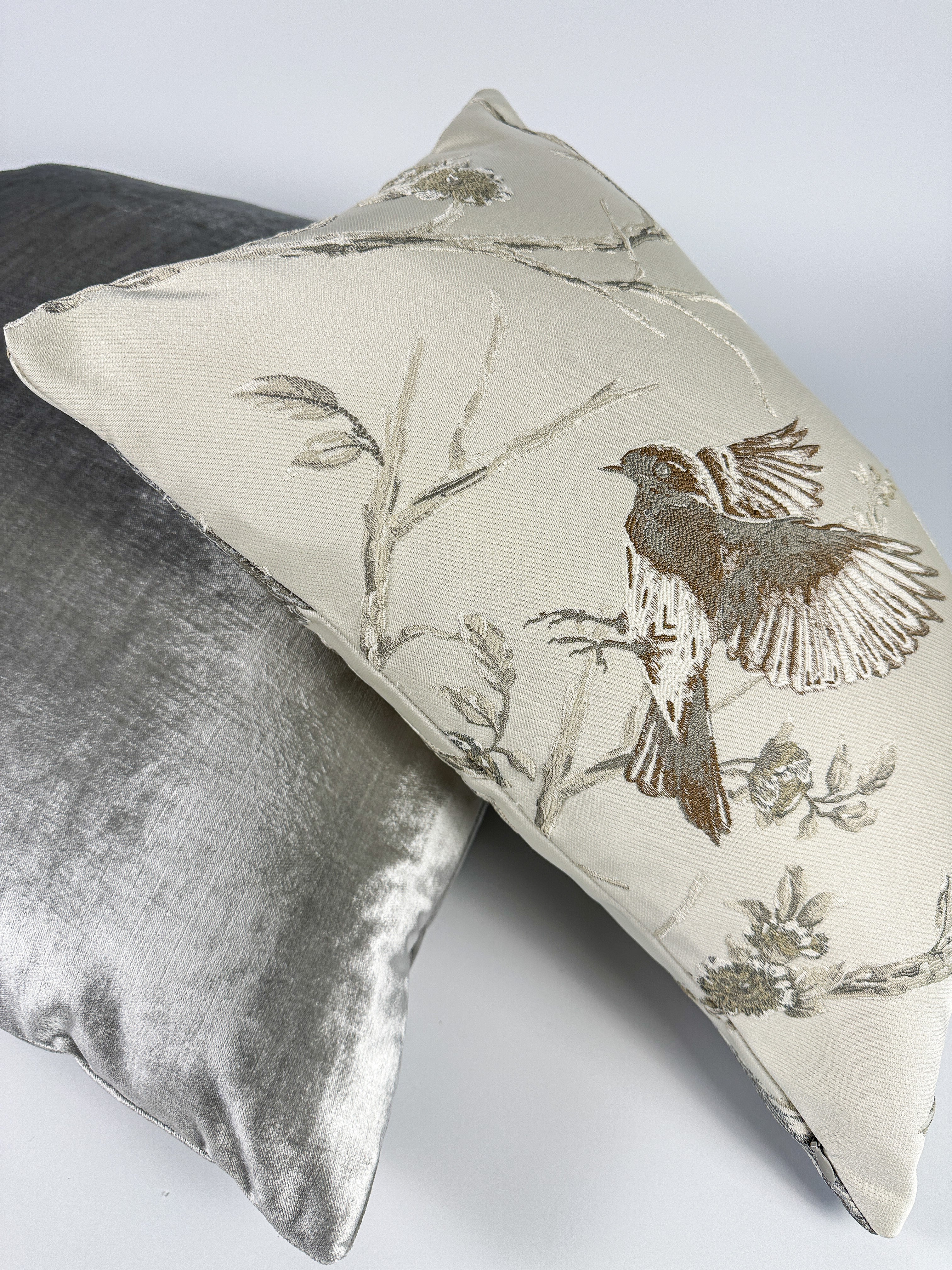 Silver Silk Velvet Pillow Cover simple Love, Ravin Collection