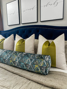Teal and Lime Triangles Bolster Cover Love, Ravin Collection