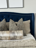 Charcoal, Gold, and Silver Blurred Bolster Cover Love, Ravin Collection