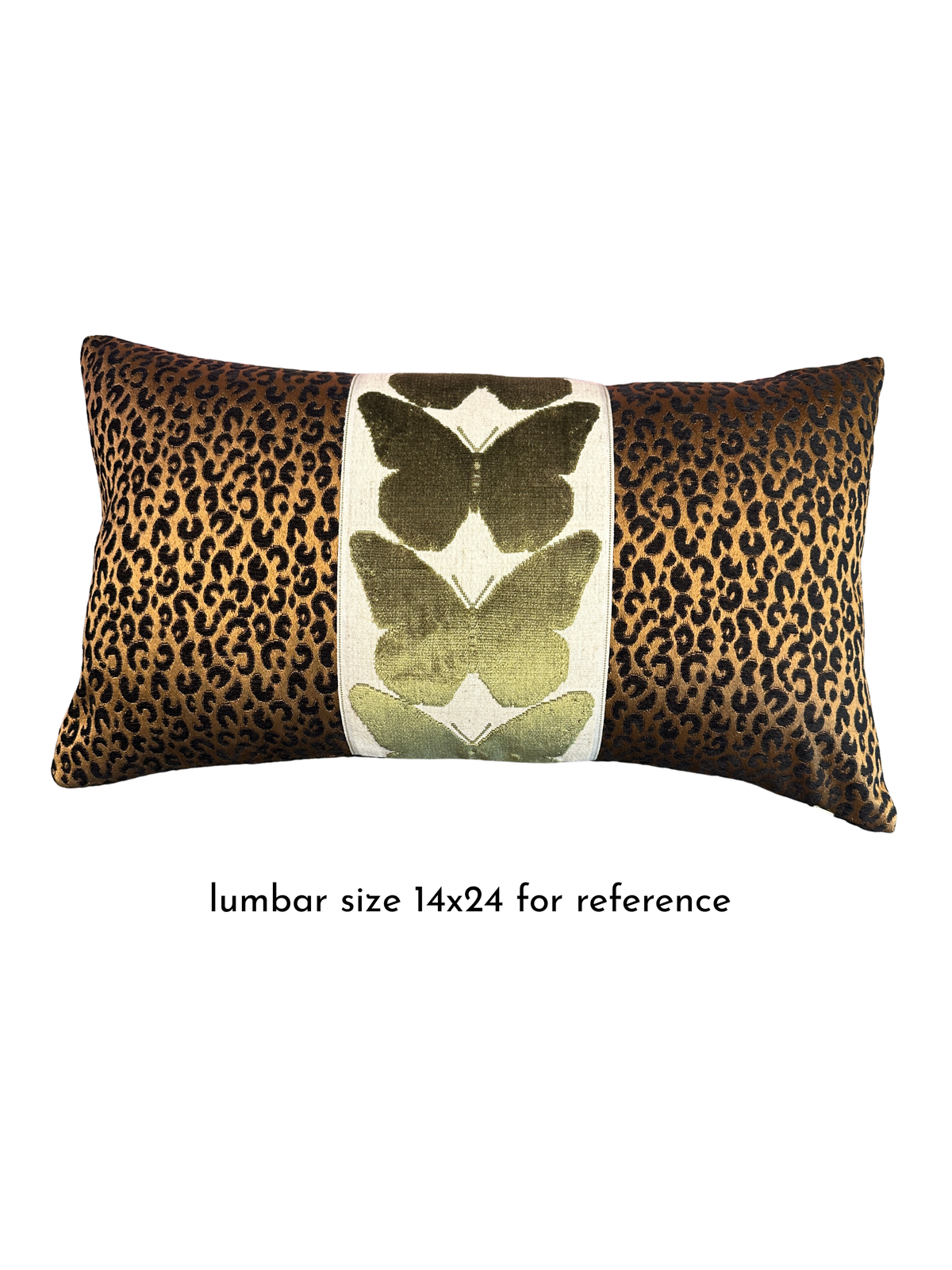 Onyx Leopard and Olive Butterfly Pillow Cover Love, Ravin Collection
