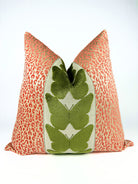 Coral Leopard and Olive Butterfly Pillow Cover Love, Ravin Collection