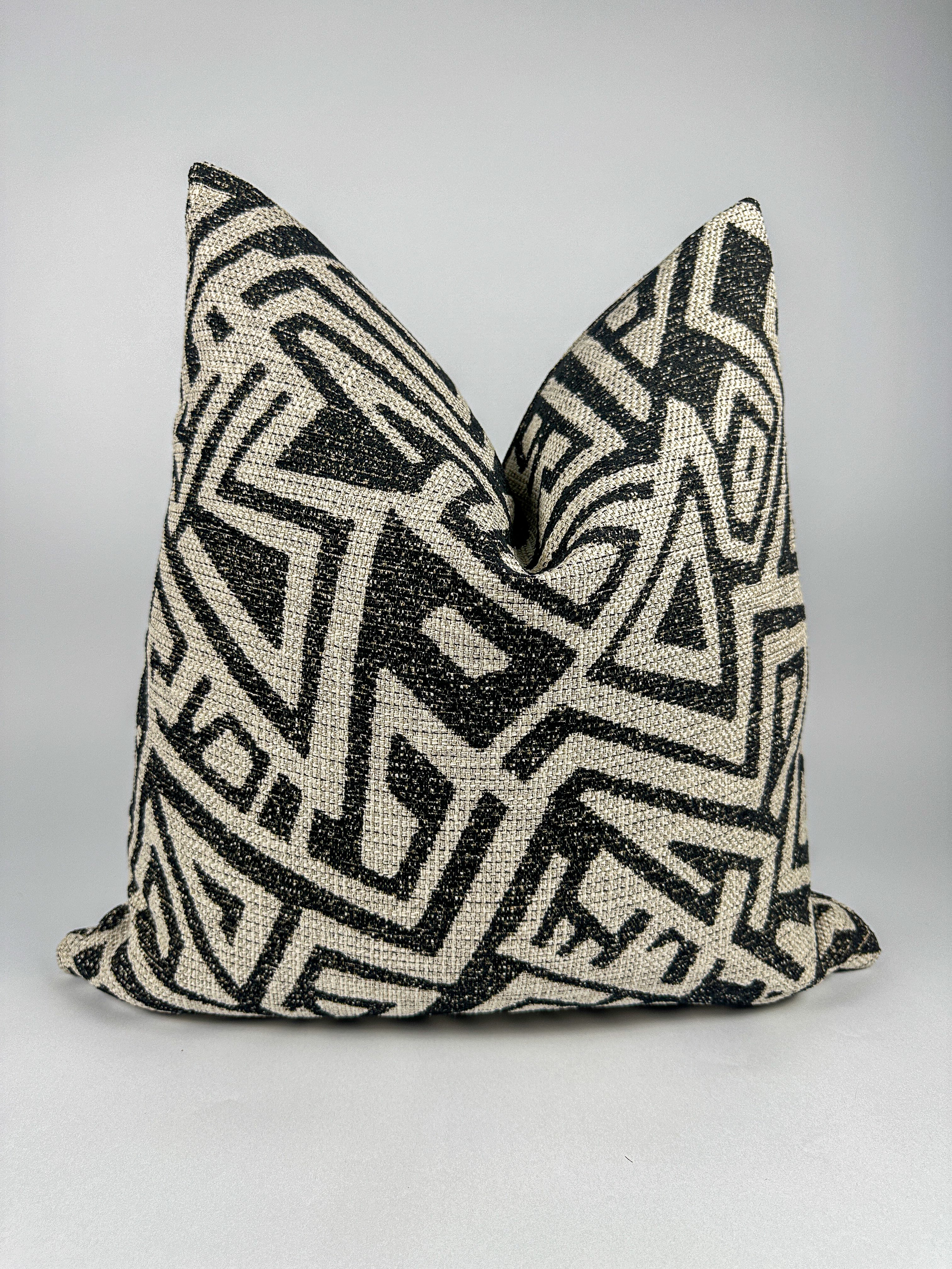 Black and Ivory Maze Pillow Cover Love, Ravin Collection