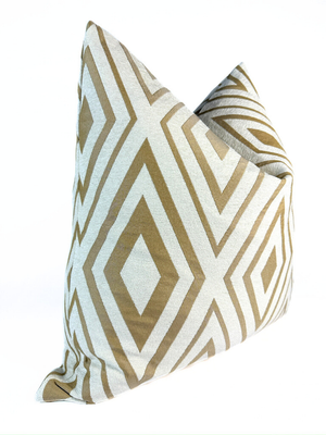 Gold and White Diamonds Pillow Cover