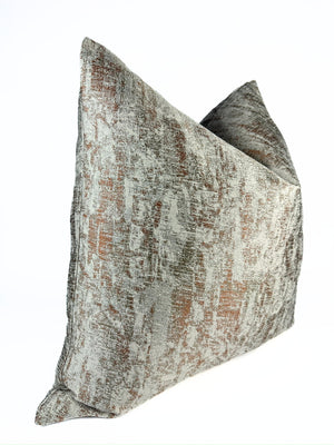 Silver and Orange Distress Pillow Cover