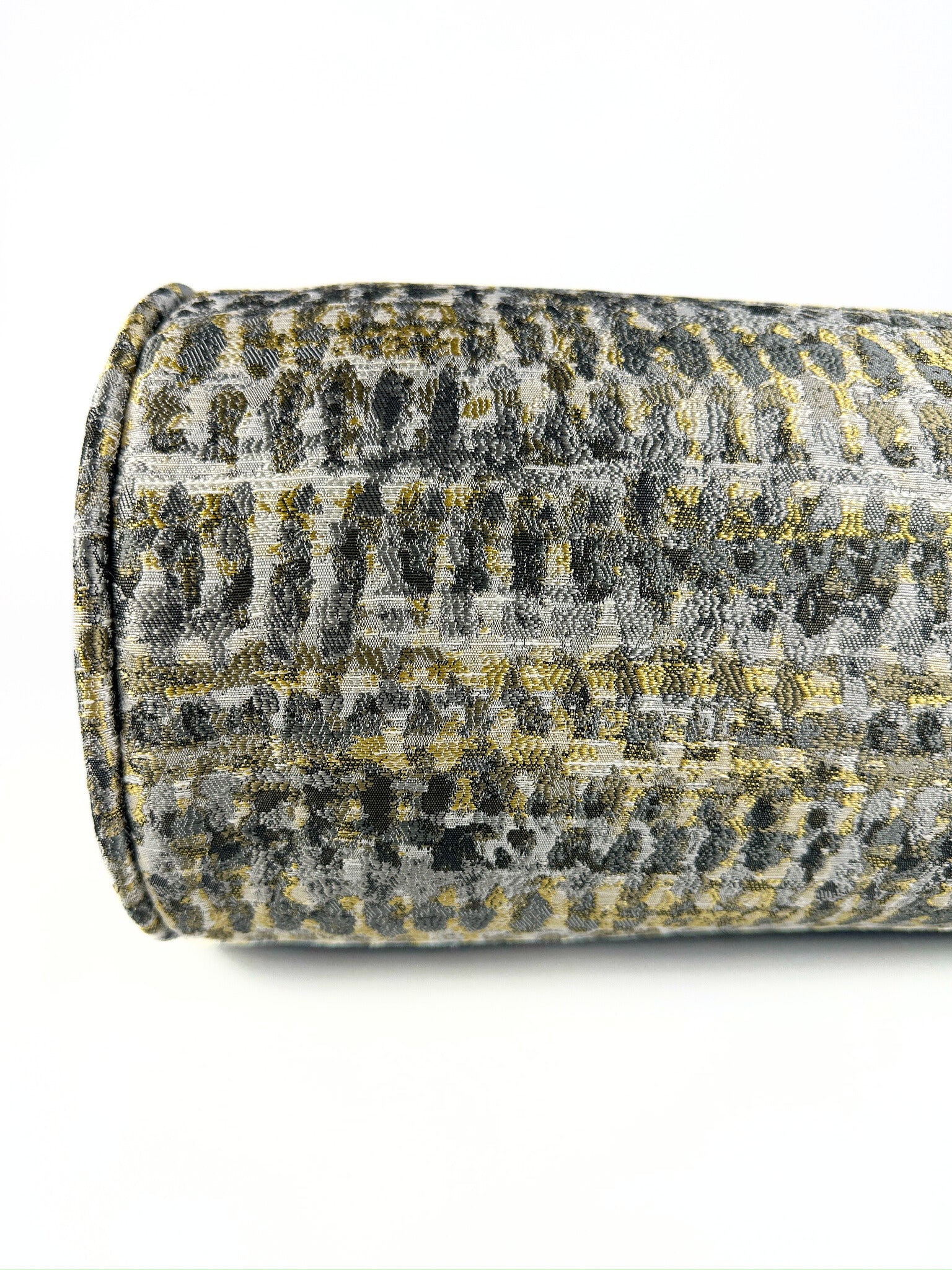 Grey and Gold Textured Print Bolster Cover Love, Ravin Collection