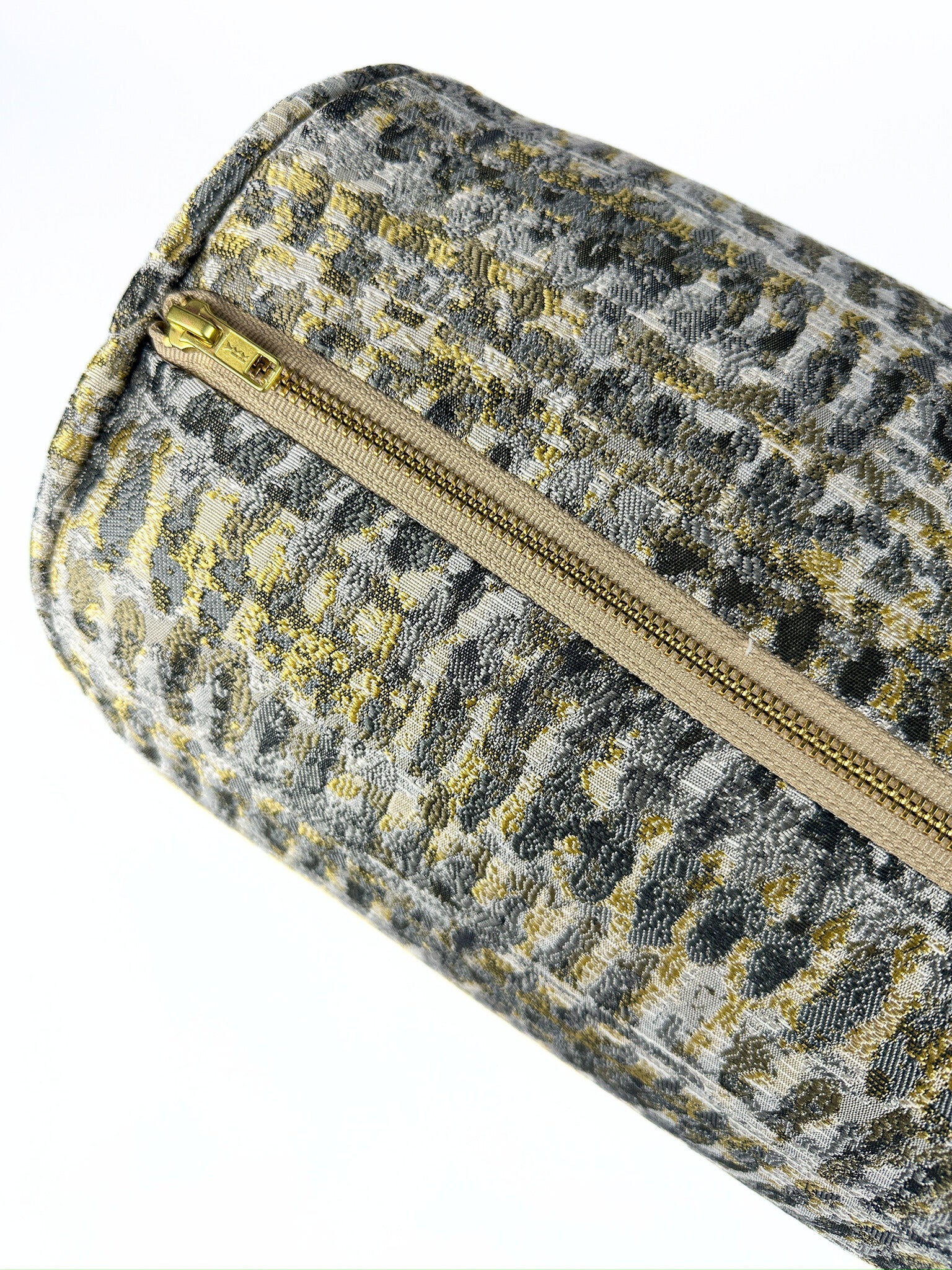 Grey and Gold Textured Print Bolster Cover Love, Ravin Collection