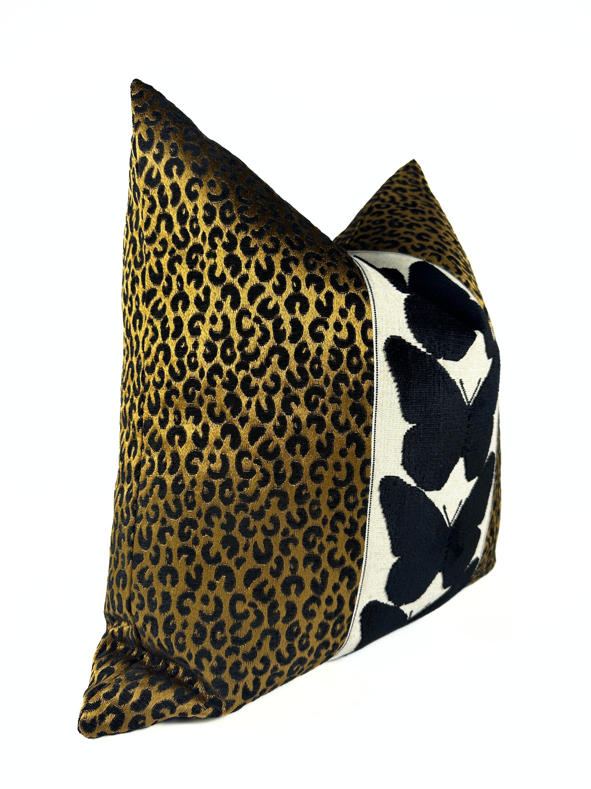 Onyx Leopard and Jet Butterfly Pillow Cover Love, Ravin Collection