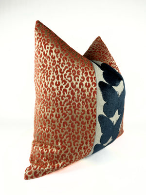 Coral Leopard and Ocean Butterfly Pillow Cover