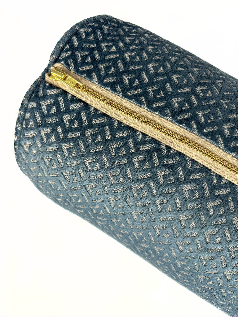 Dark Chambray Mixed Cubes Bolster Cover Love, Ravin Collection