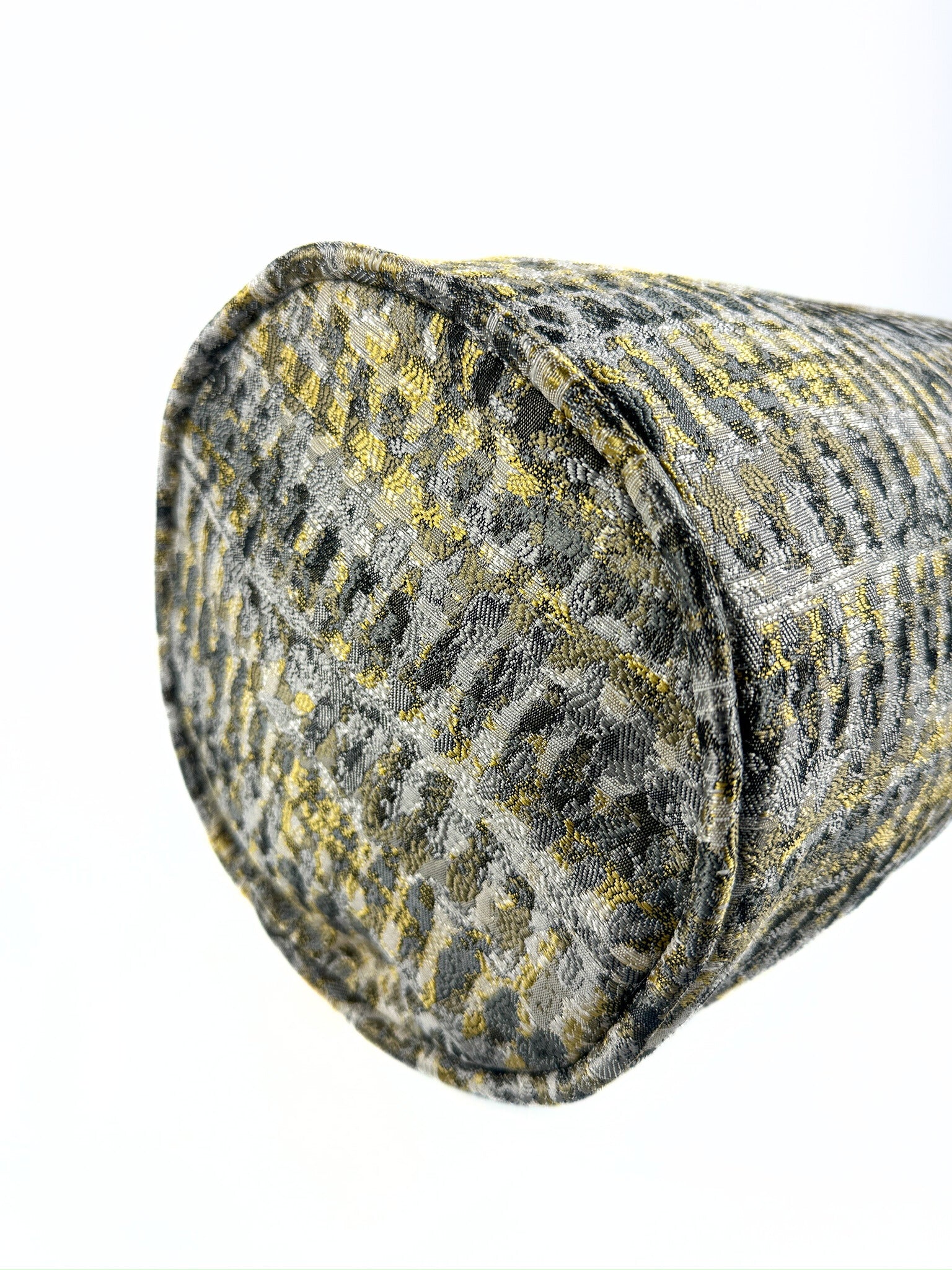 Grey and Gold Textured Print Bolster Cover Love, Ravin Collection