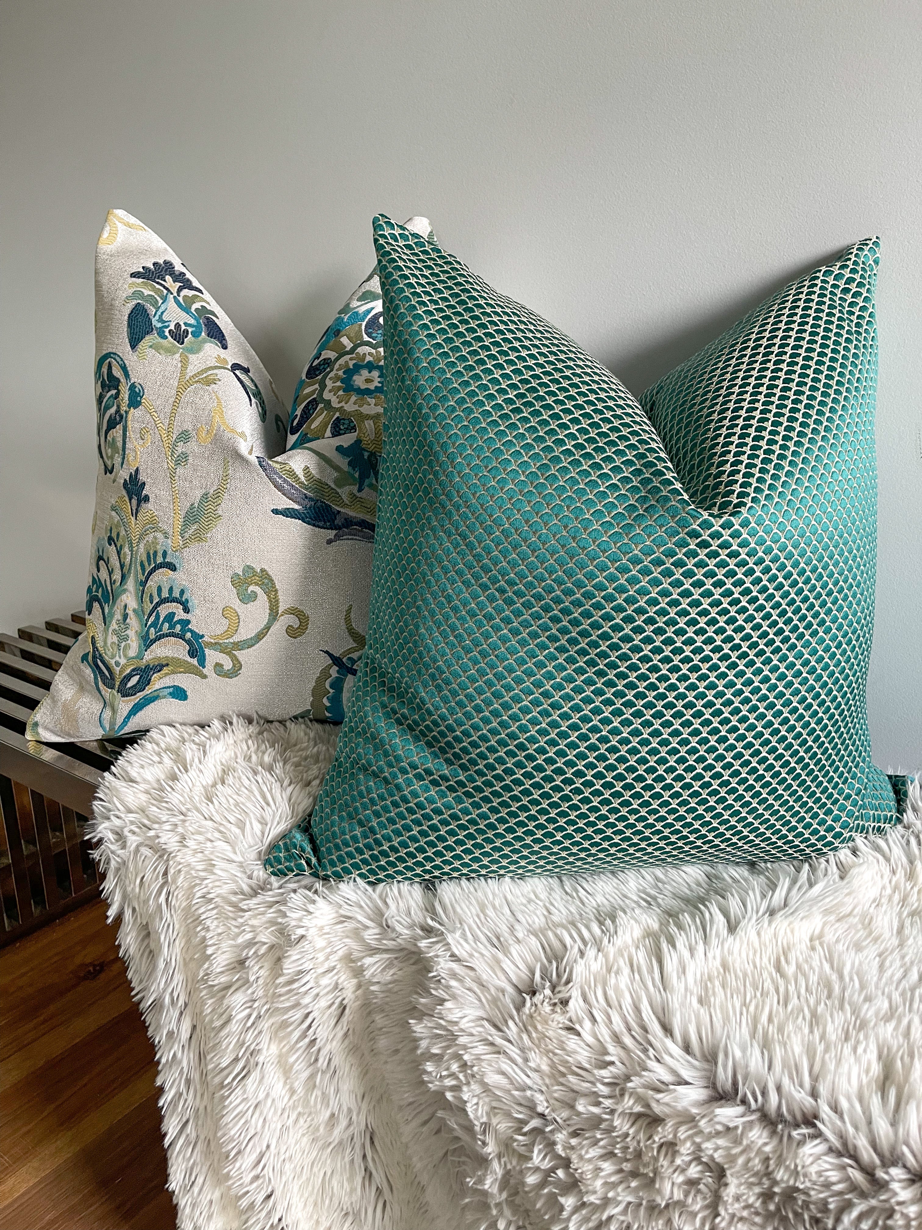 Metallic Teal Sea Shells Pillow Cover simple Love, Ravin Collection