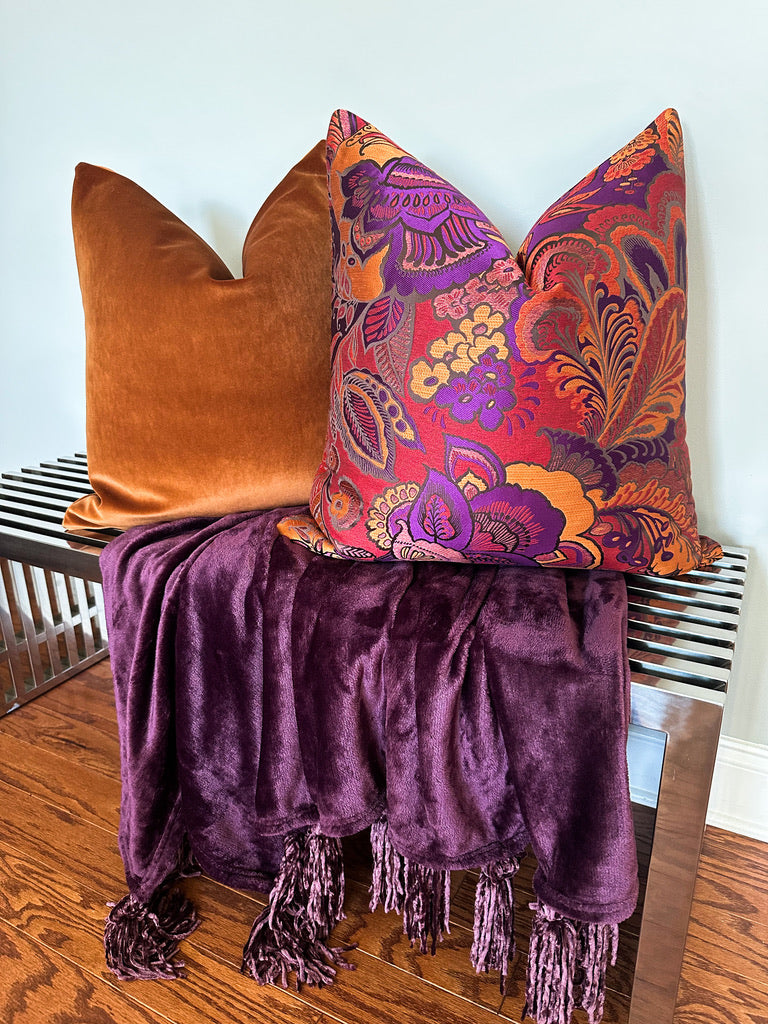 Jewel Tones Floral Print Pillow Cover - Main Image