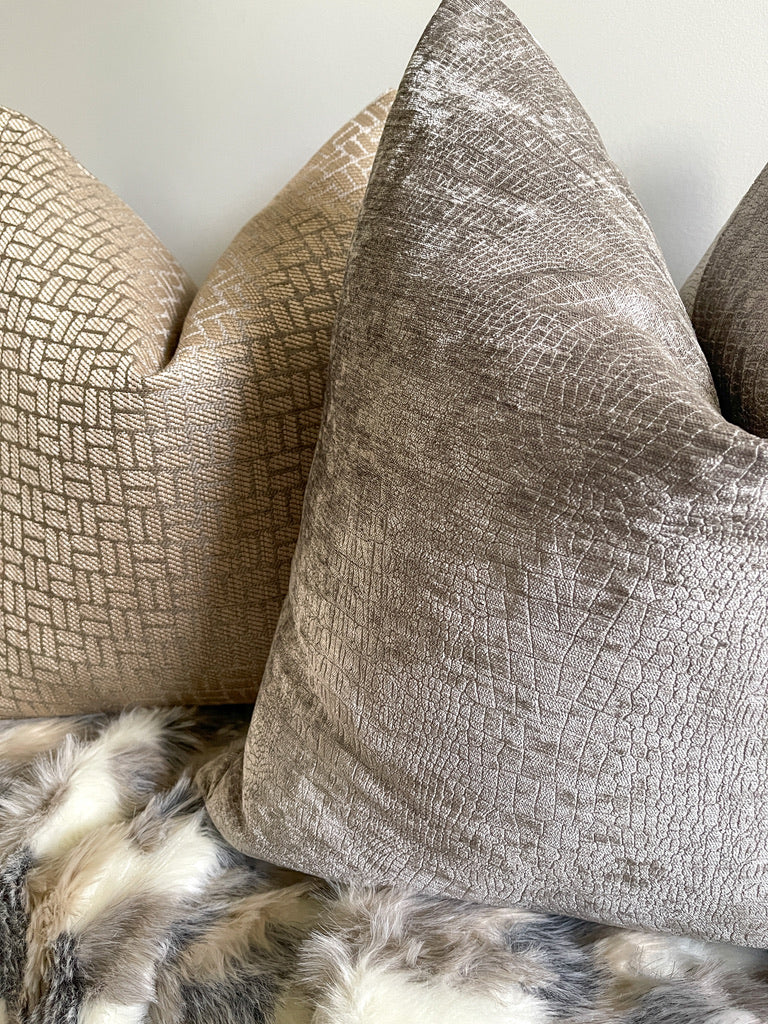 Silver Velvet Gator Pillow Cover Love, Ravin Collection