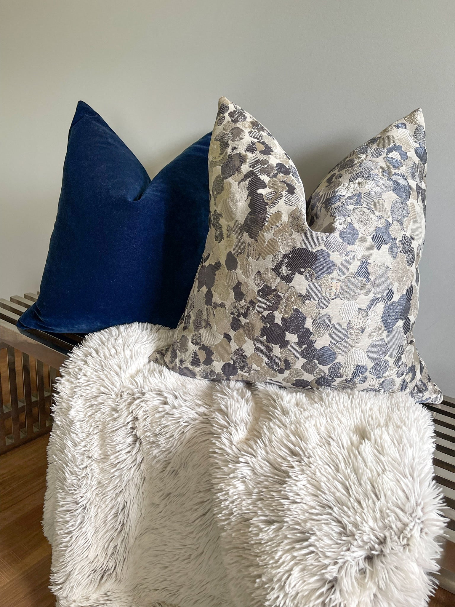 Navy Blue Velvet Pillow Cover simple Love, Ravin Collection