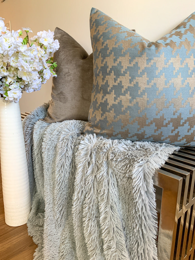 Pastel Blue Houndstooth Pillow Cover simple Love, Ravin Collection